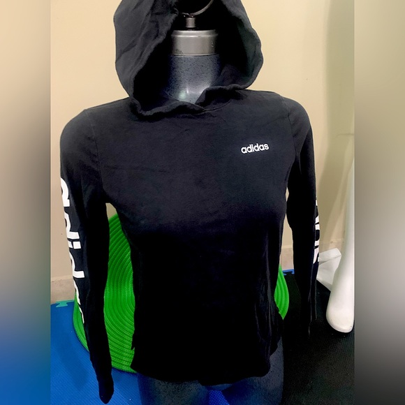 Adidas XS ladies long sleeve hooded T shirt - Picture 1 of 9